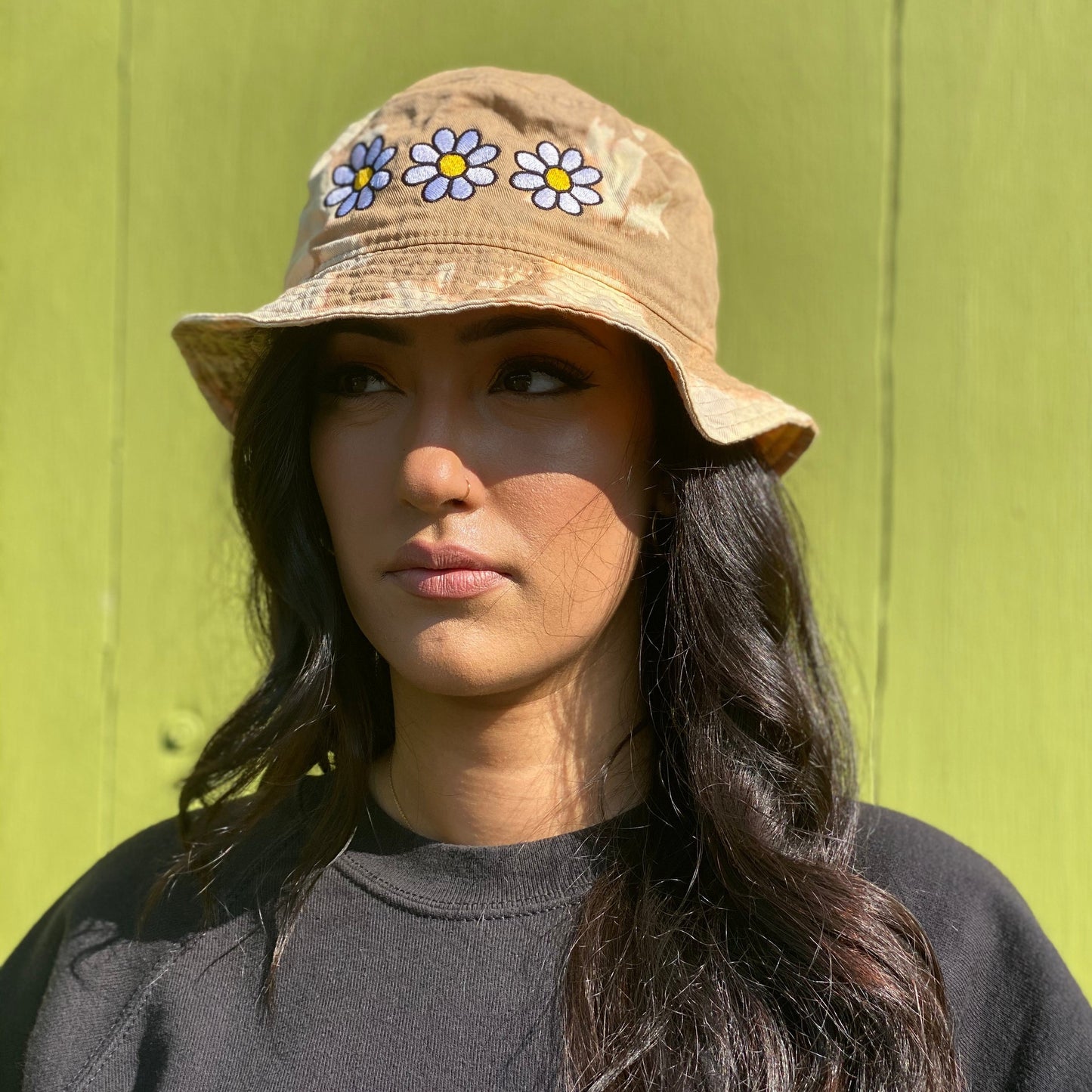 Unisex Tie Dye Bucket Hat with Daisy Embroidery
