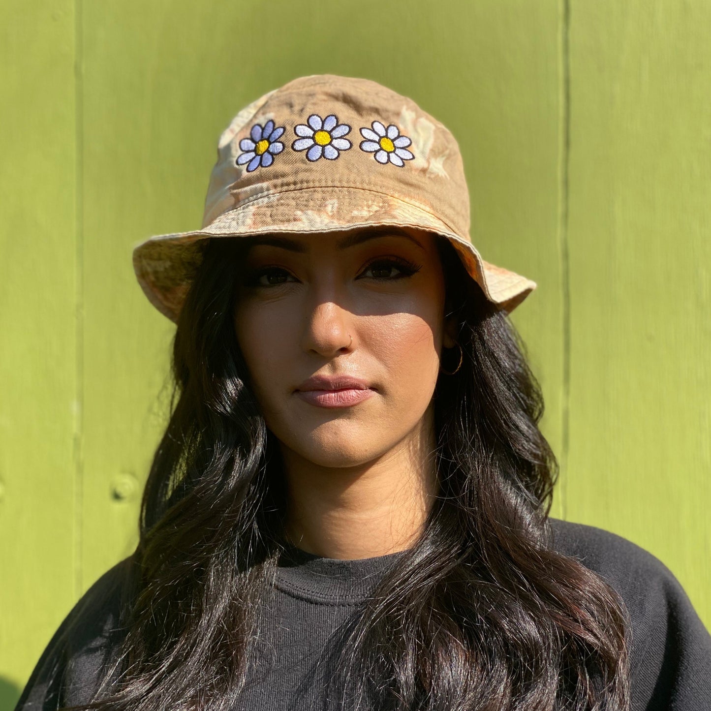 Unisex Tie Dye Bucket Hat with Daisy Embroidery