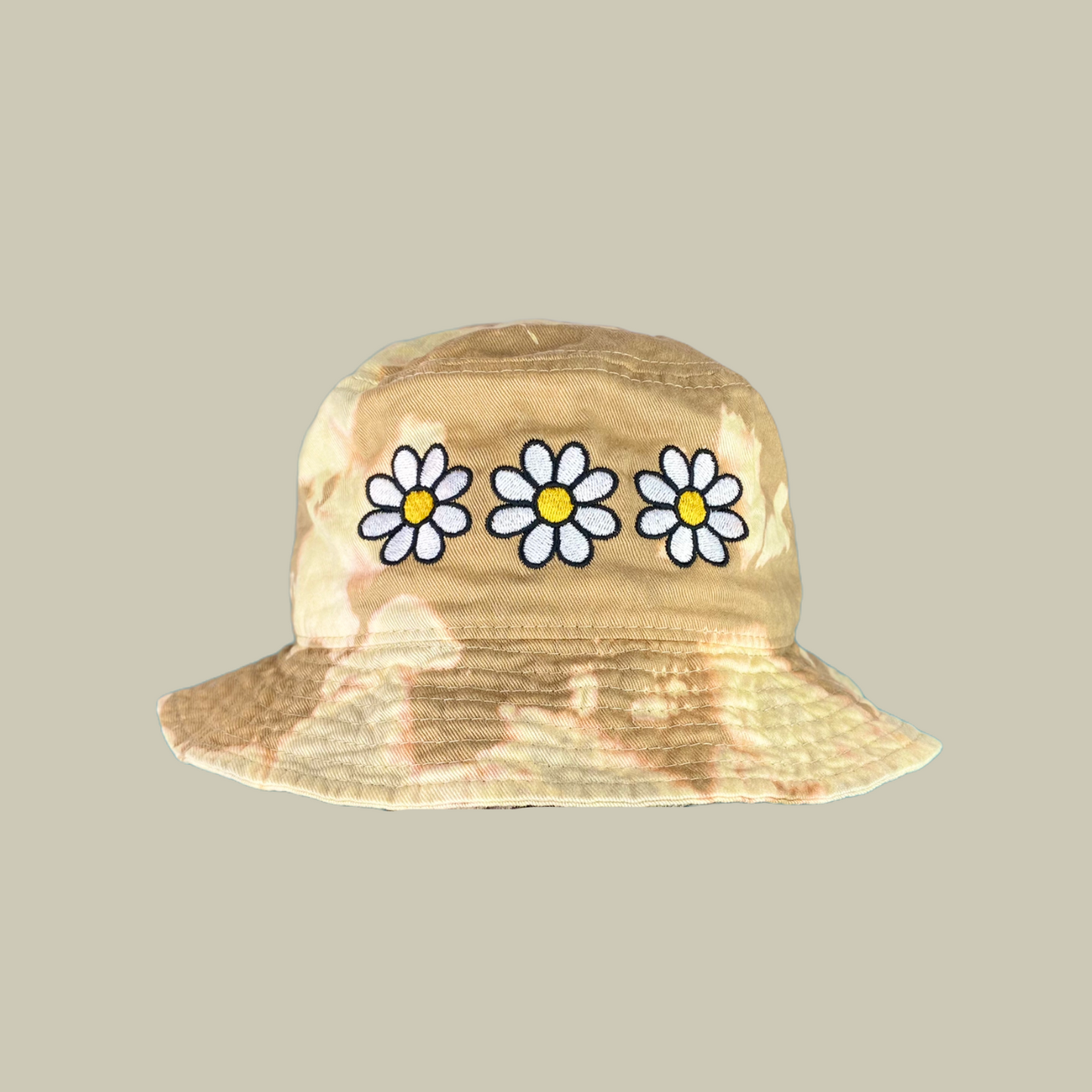 Unisex Tie Dye Bucket Hat with Daisy Embroidery