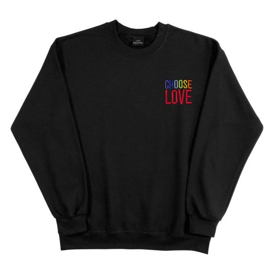 Unisex Choose Love Pride Rainbow Embroidered Sweatshirt in Black