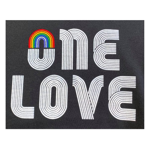 Unisex One Love Pride Rainbow Graphic Sweatshirt in Black