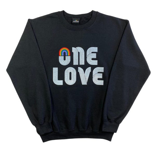 Unisex One Love Pride Rainbow Graphic Sweatshirt in Black