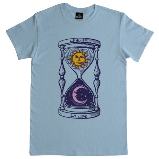 Unisex Sun and Moon Tarot Cards Graphic T-Shirt in Sky Blue