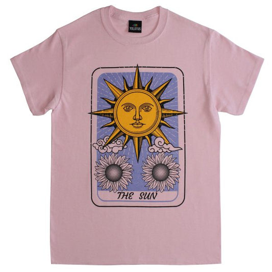 Unisex The Sun Tarot Card Fortune Teller Astrology Graphic T-Shirt in Pink