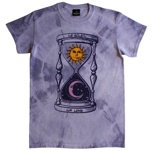 Unisex Sun and Moon Tie Dye Tarot Cards Graphic Sweatshirt in Purple