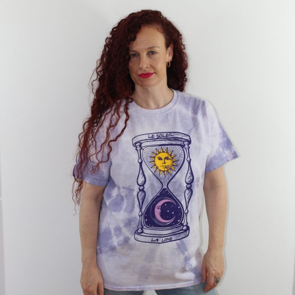 Unisex Sun and Moon Tie Dye Tarot Cards Graphic Sweatshirt in Purple