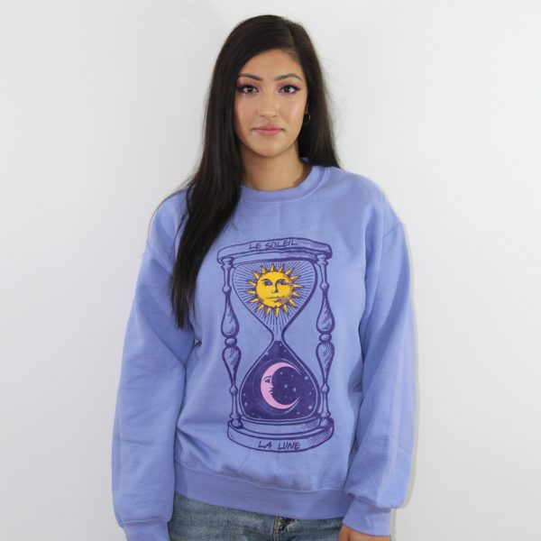 Unisex Sun and Moon Tarot Cards Graphic Sweatshirt in Purple