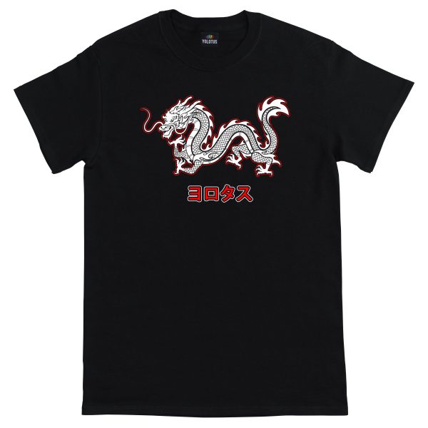 Unisex Dragon Print Graphic T-Shirt in Black