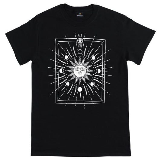 Unisex Eclipse Sun and Moon Astrology Graphic T-Shirt in Black