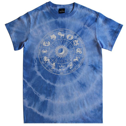 Zodiac Signs Horoscope Tie Dye Graphic T-Shirt in Blue