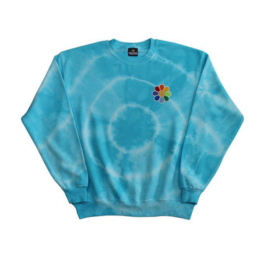 Unisex Smiley Face Daisy Tie Dye Pride Rainbow Embroidered Sweatshirt in Blue
